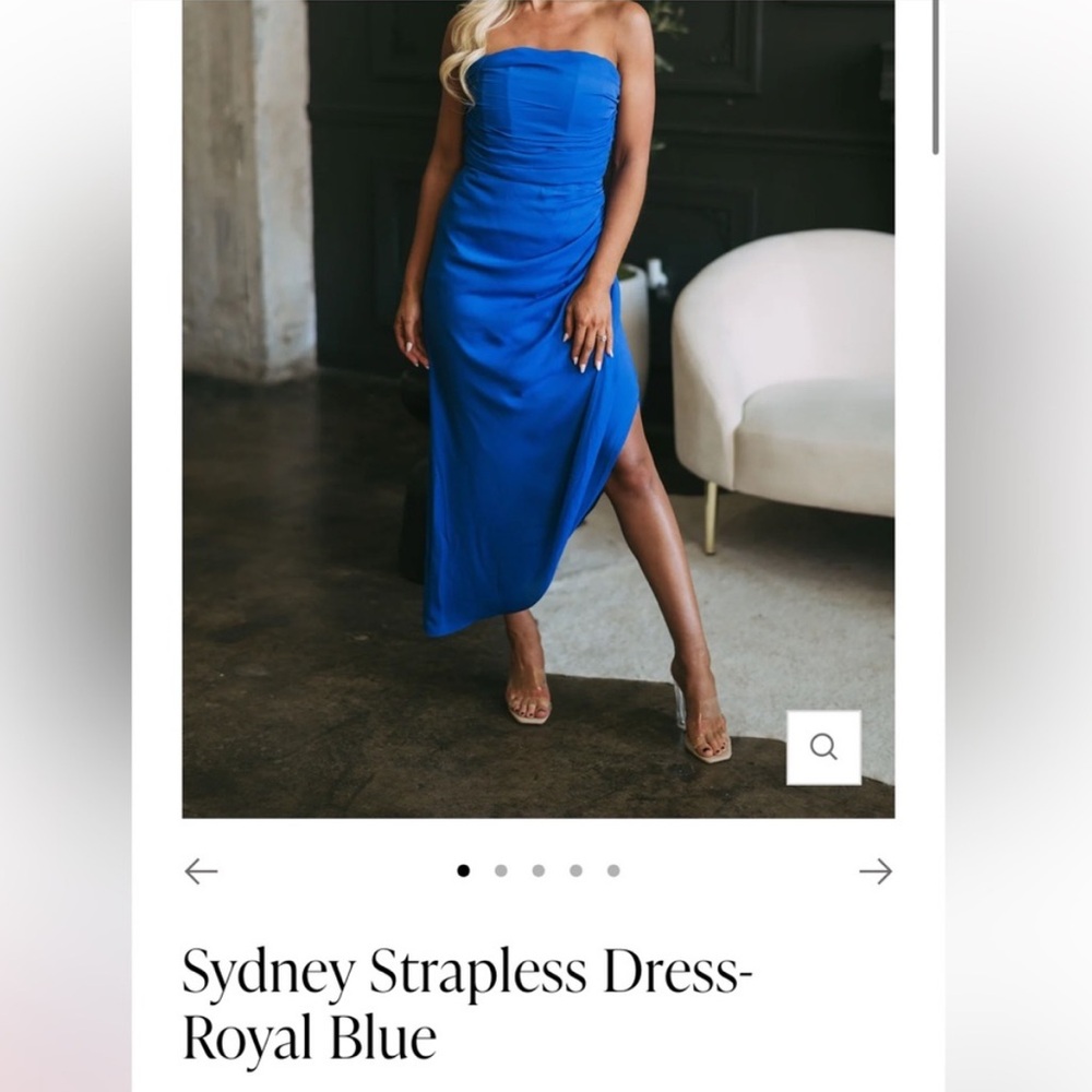 Strapless Blue Midi Dress - Picture 5 of 6